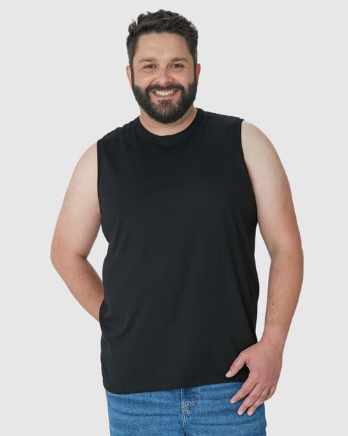 Regata Básica Masculina Plus Size Cava Ajustada Em Algodão