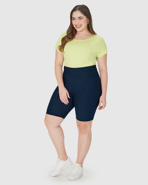 Bermuda Básica Feminina Plus Size Cintura Média Em Algodão