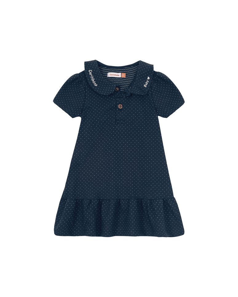 Vestido Polo Menina Com Bordado Em Piquet Losango - Carinhoso