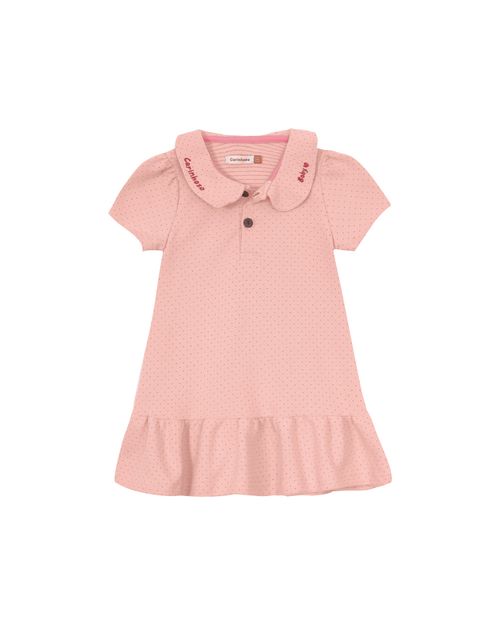 Vestido Polo Menina Com Bordado Em Piquet Losango - Carinhoso