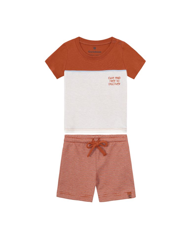 Conjunto Menino Bermuda Comfort Em Moletom Piquet - Carinhoso