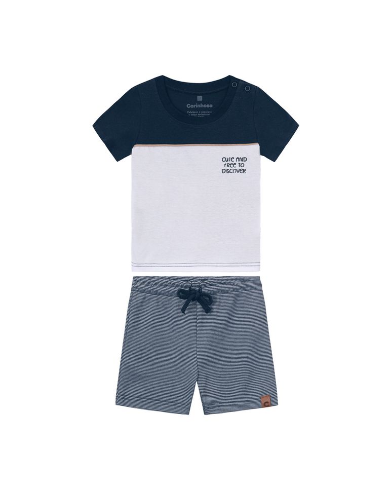 Conjunto Menino Bermuda Comfort Em Moletom Piquet - Carinhoso