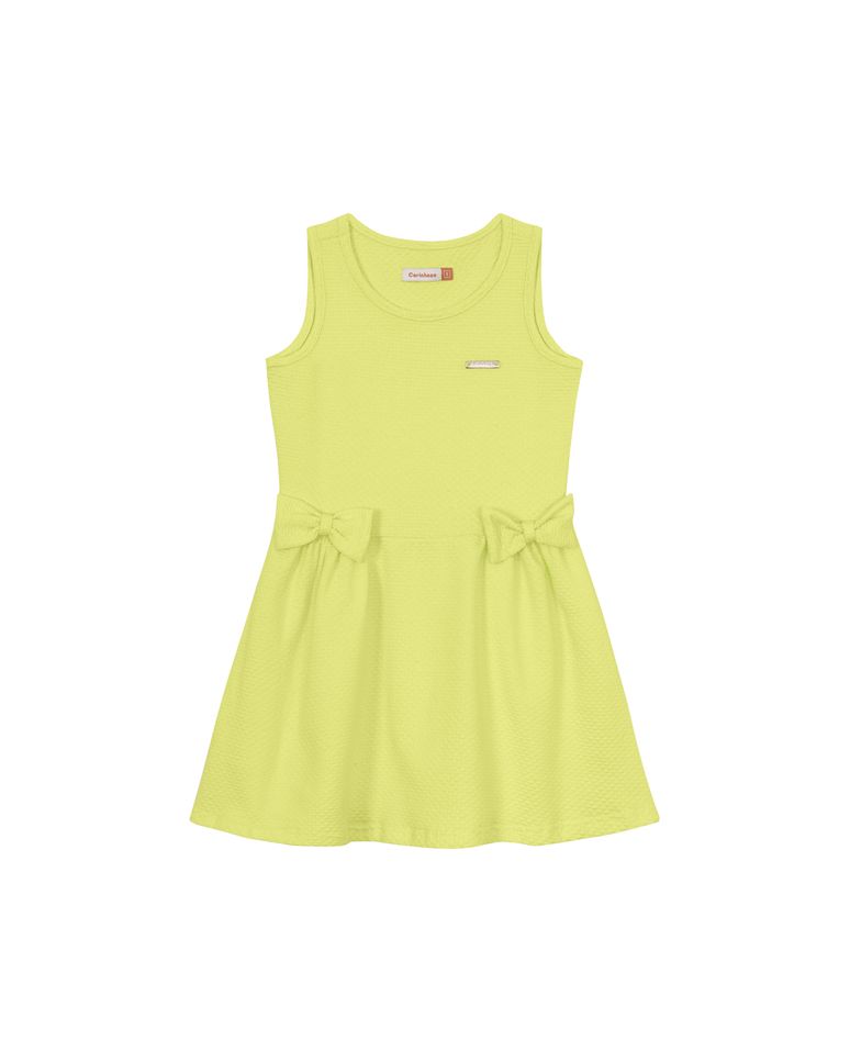 Vestido Menina Com Detalhe Laço Em Malha Texturizada - Carinhoso