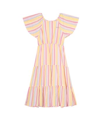 Vestido Menina Midi Listrado Em Viscose Lurex - Carinhoso