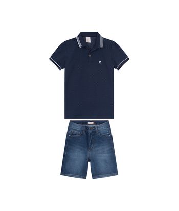 Conjunto Menino Camisa Polo Em Piquet Losango - Carinhoso