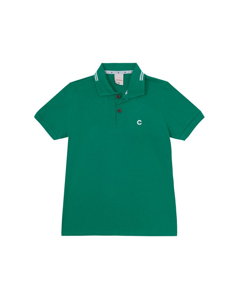 Camisa Polo Menino Peitilho Frontal Em Algodão - Carinhoso