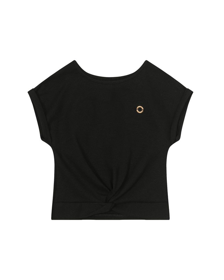 Blusa Menina Cropped Torção Frontal Em Ribana - Carinhoso