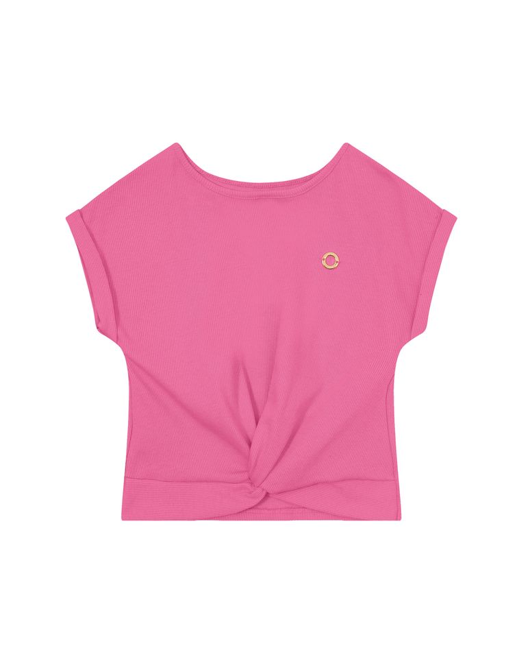 Blusa Menina Cropped Torção Frontal Em Ribana - Carinhoso