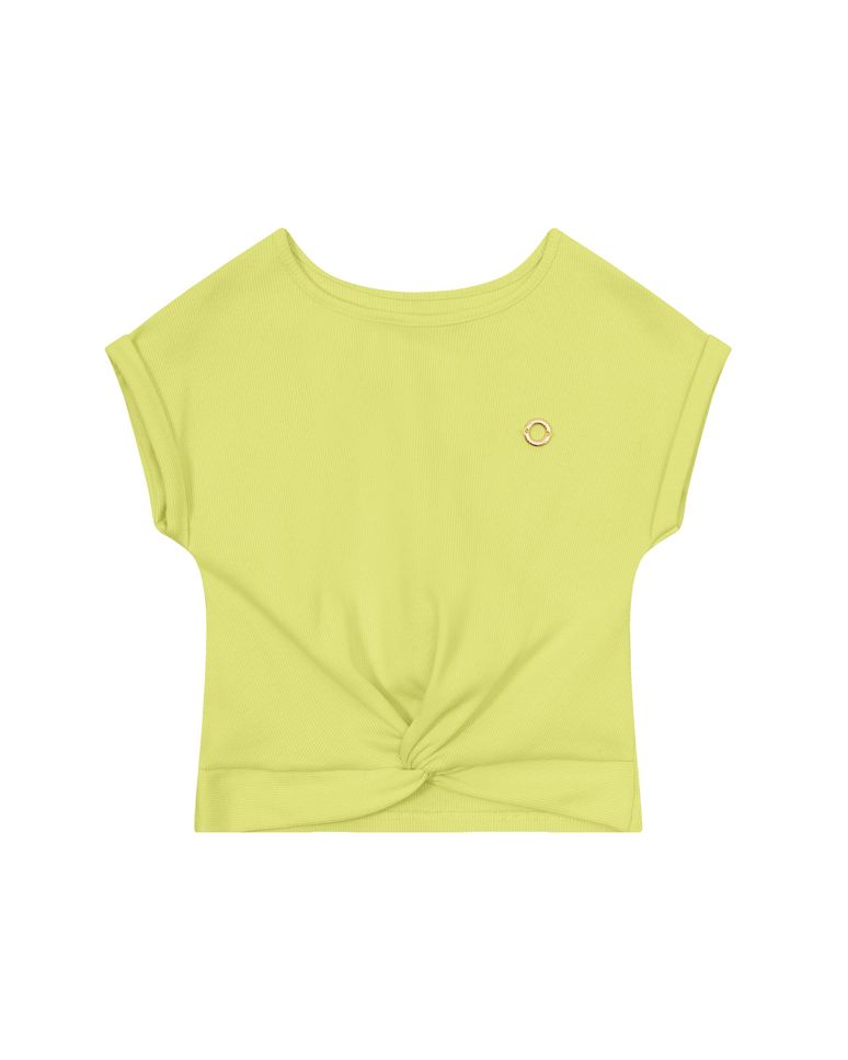 Blusa Menina Cropped Torção Frontal Em Ribana - Carinhoso