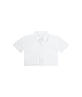 Camisa Cropped Menina Manga Curta Em Laise De Algodão - Carinhoso