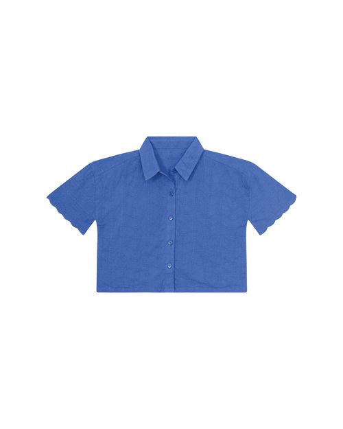 Camisa Cropped Menina Manga Curta Em Laise De Algodão - Carinhoso