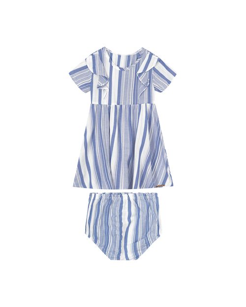 Conjunto Menina Vestido Listrado + Calcinha Em Viscose Lurex - Carinhoso
