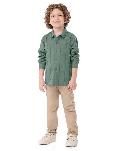 Camisa Menino Manga Longa Listrada Em Algodão - Carinhoso