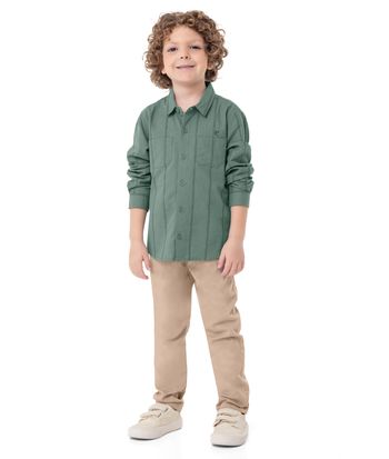 Camisa Menino Manga Longa Listrada Em Algodão - Carinhoso