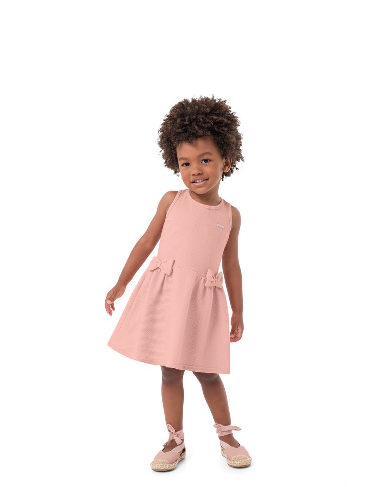 Vestido Menina Com Detalhe Laço Em Malha Texturizada - Carinhoso