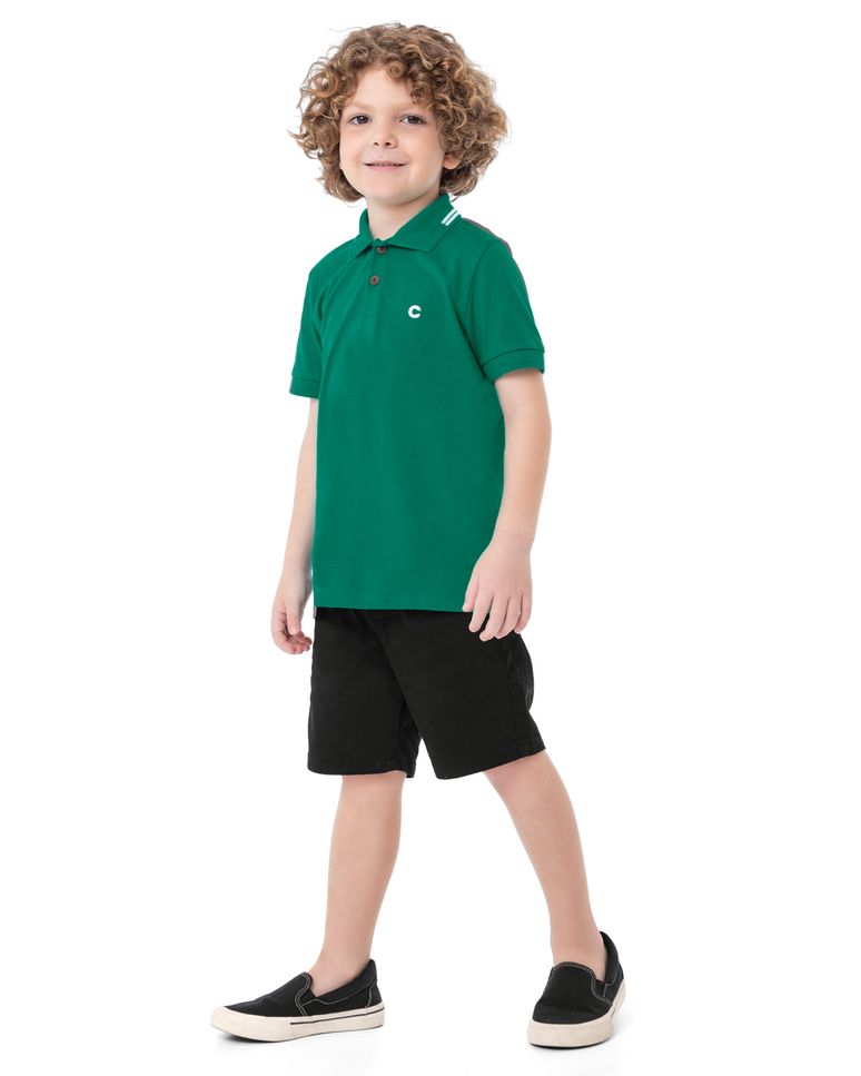 Camisa Polo Menino Peitilho Frontal Em Algodão - Carinhoso