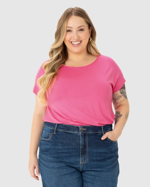 Blusa Básica Feminina Plus Size Manga Japonesa Em Viscose Stretch