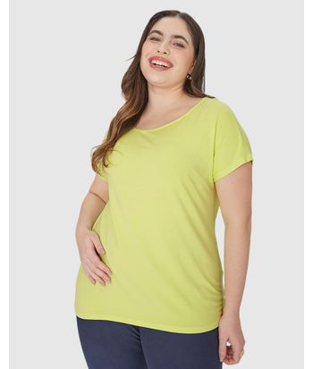 Blusa Básica Feminina Plus Size Manga Japonesa Em Viscose Stretch