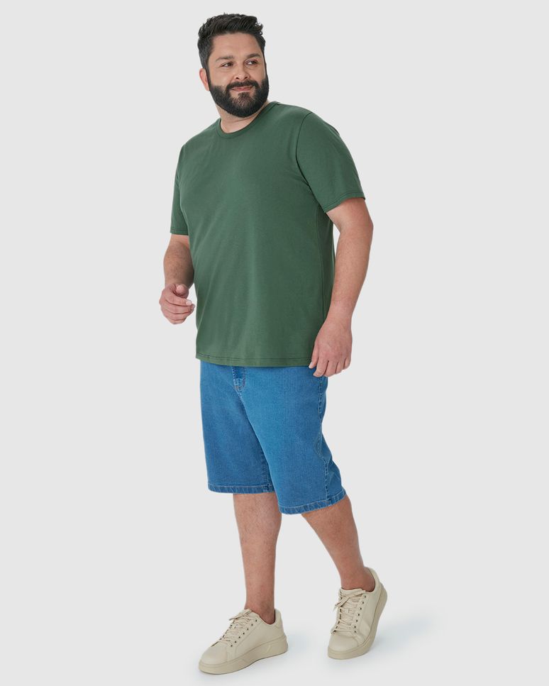 Camiseta Básica Masculina Plus Size Decote Redondo Em Algodão