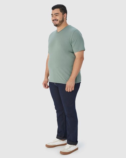 Camiseta Básica Masculina Plus Size Decote V Em Algodão
