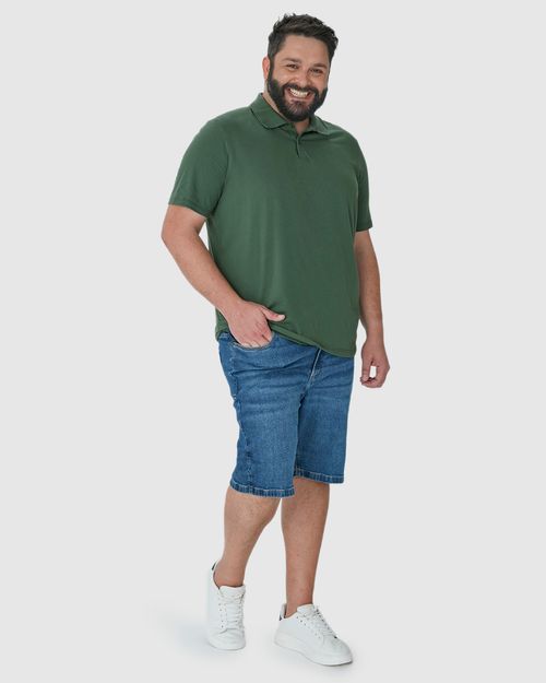 Camisa Polo Básica Masculina Plus Size Em Algodão