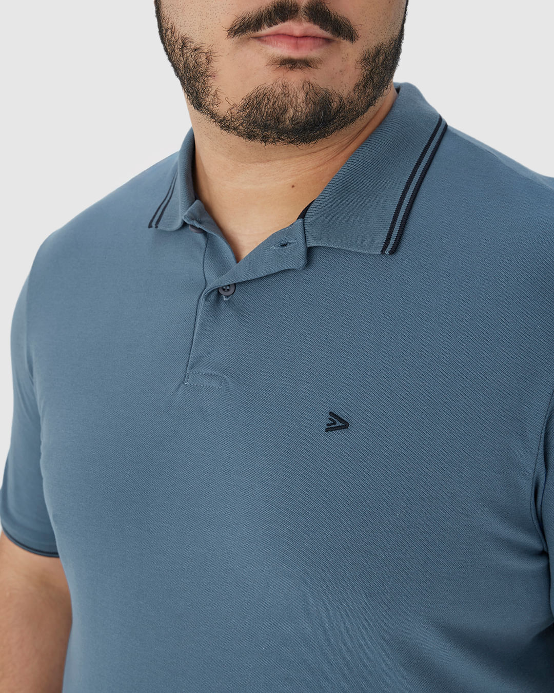 Camisa Polo Masculina Plus Size Peitilho Frontal Em Piquet Stretch