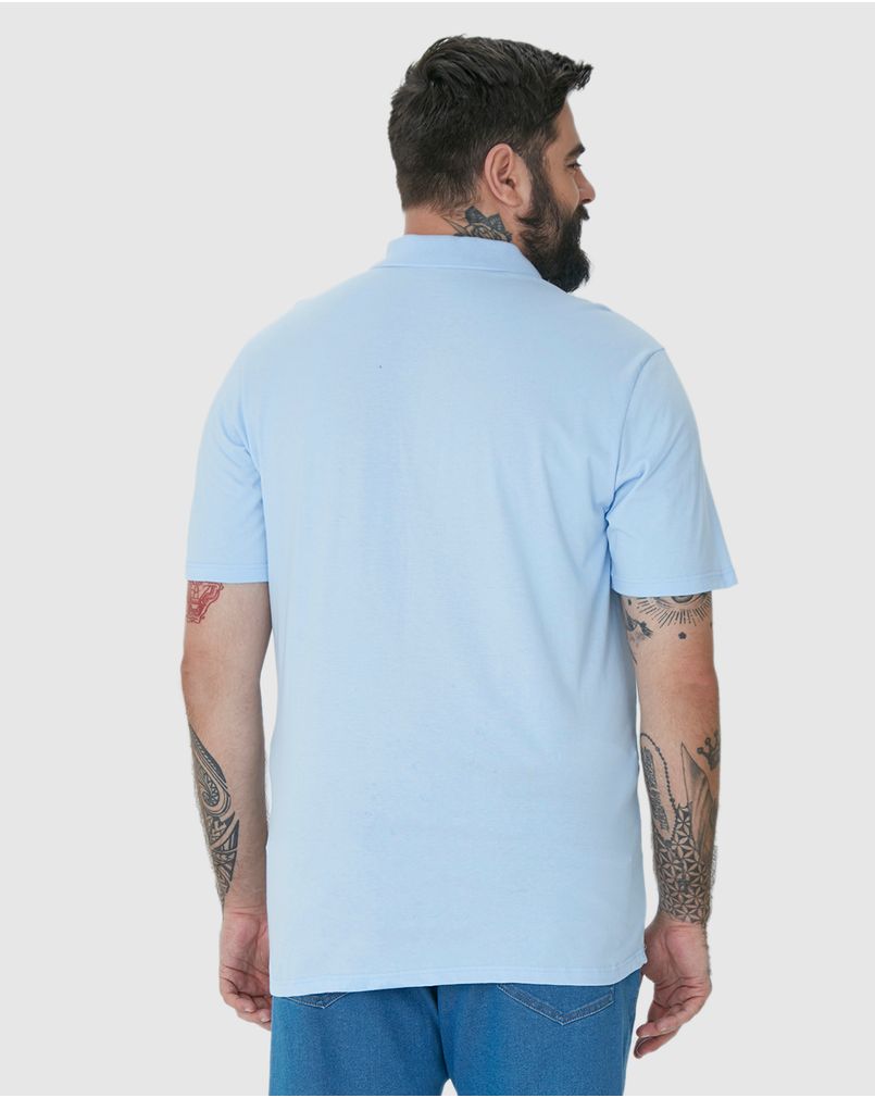Camisa Polo Básica Masculina Plus Size Em Algodão AZUL - Malwee