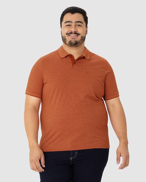 Camisa Polo Básica Masculina Plus Size Em Malha Rajada