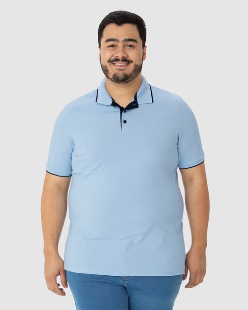 Camisa Polo Masculina Plus Size Em Piquet Stretch