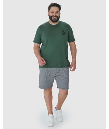 Bermuda Masculina Plus Size Bolso Costas Em Moletom Piquet
