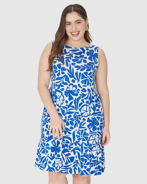 Vestido Feminino Plus Size Gola Redonda Em Viscose Stretch