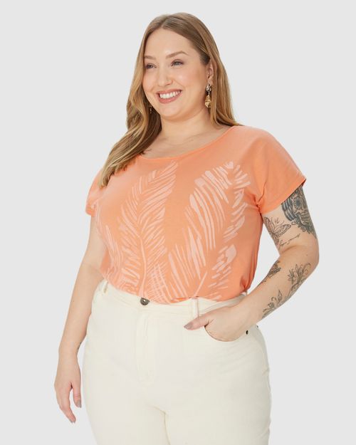 Blusa Feminina Plus Size Estampa Frontal Em Algodão