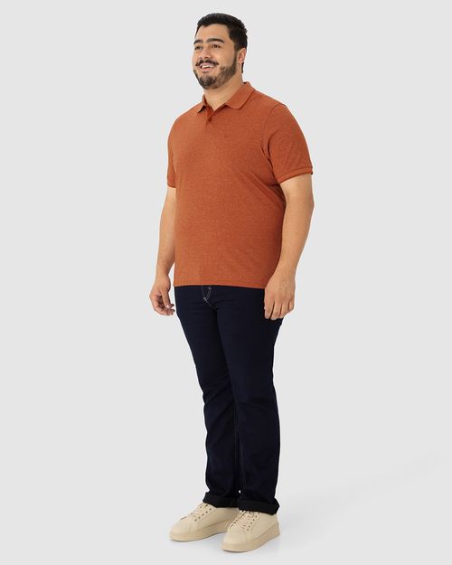 Camisa Polo Básica Masculina Plus Size Em Malha Rajada