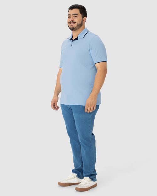 Camisa Polo Masculina Plus Size Em Piquet Stretch