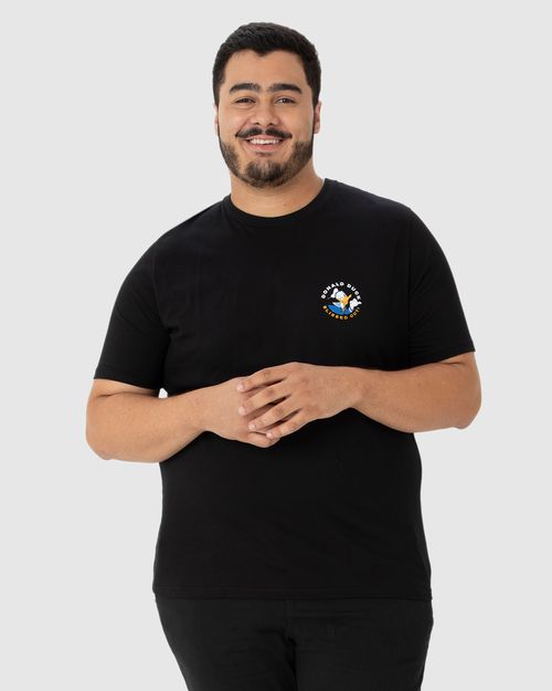 Camiseta Masculina Plus Size Pato Donald Estampa Frente E Costas Em Algodão