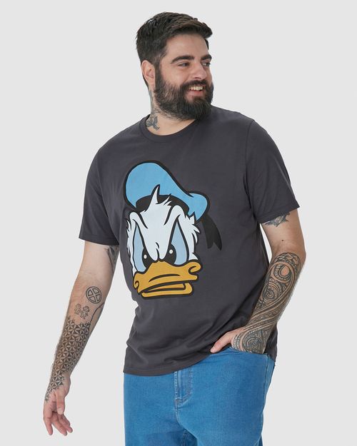 Camiseta Masculina Plus Size Pato Donald Em Algodão