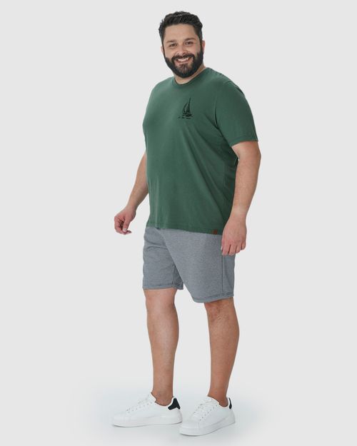 Camiseta Masculina Plus Size Estampa Frente E Costas Em Algodão