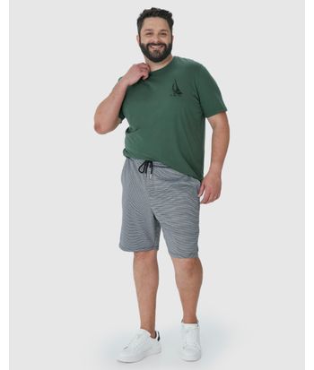 Bermuda Masculina Plus Size Bolso Costas Em Moletom Piquet