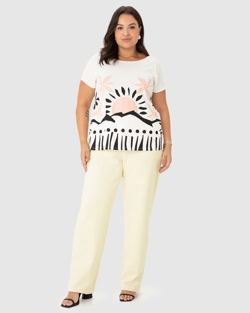 Calça Feminina Plus Size Alfaiataria Em Moletom Sarjado
