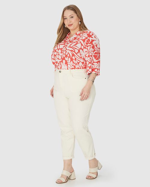Camisa Feminina Plus Size Estampa Floral Em Viscose