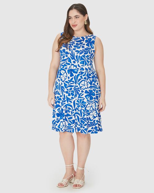 Vestido Feminino Plus Size Gola Redonda Em Viscose Stretch