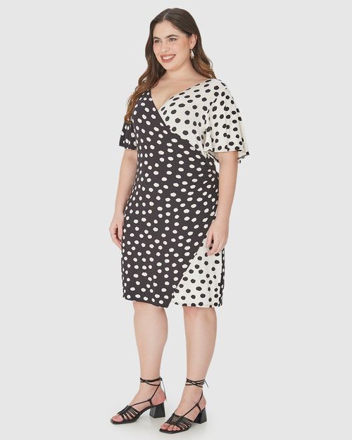 Vestido Feminino Plus Size Transpassado Em Malha Viscolinho Stretch