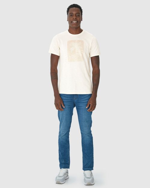Camiseta Masculina Manga Dobrada Em Malha Flamê