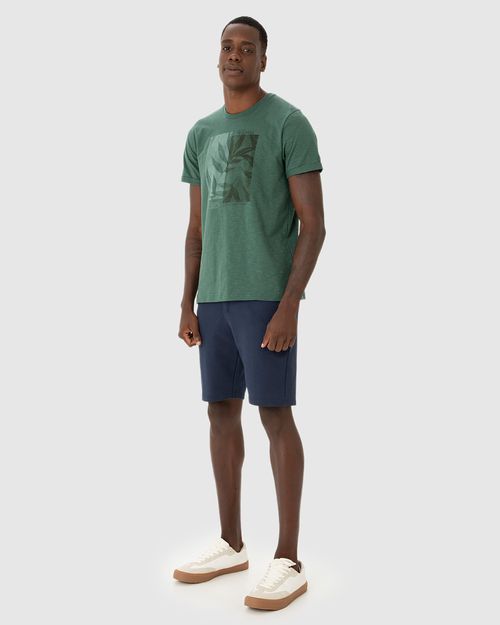 Camiseta Masculina Manga Dobrada Em Malha Flamê