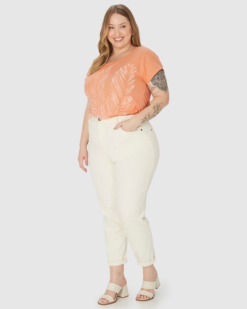Blusa Feminina Plus Size Estampa Frontal Em Algodão