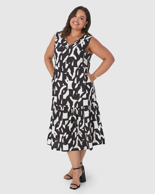 Vestido Midi Feminino Plus Size Bolso Lateral Em Viscolinho