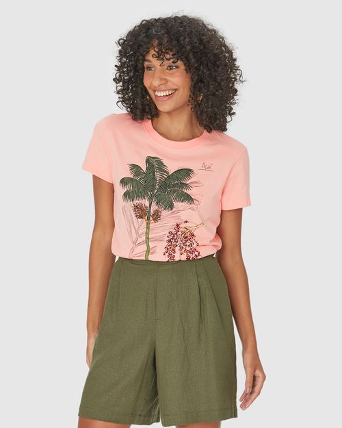Camiseta Feminina Gola Redonda Açaizeiro Em Algodão