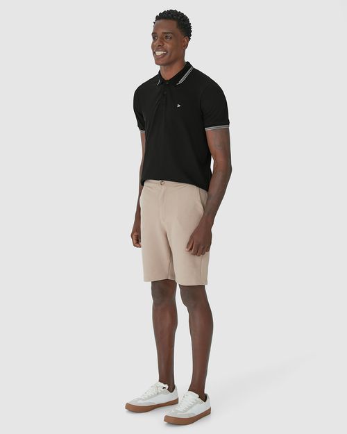 Camisa Polo Masculina Detalhes Retilínea Em Piquet Stretch