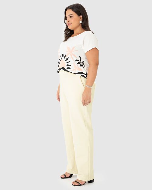 Calça Feminina Plus Size Alfaiataria Em Moletom Sarjado