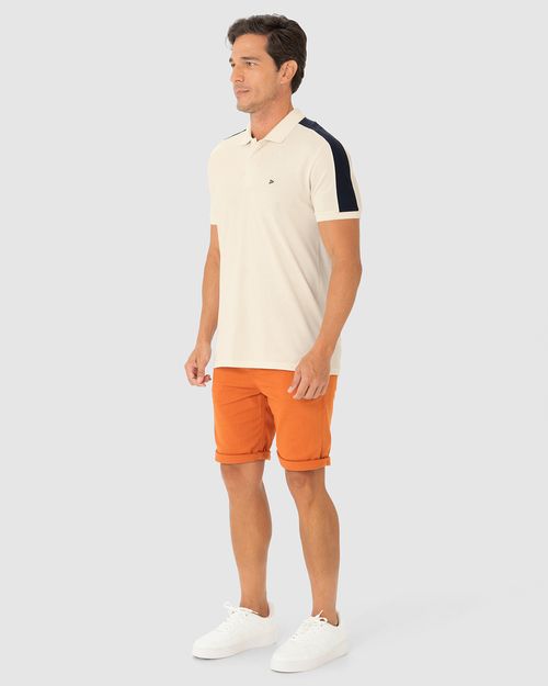 Camisa Polo Masculina Recorte Ombro Em Piquet Stretch